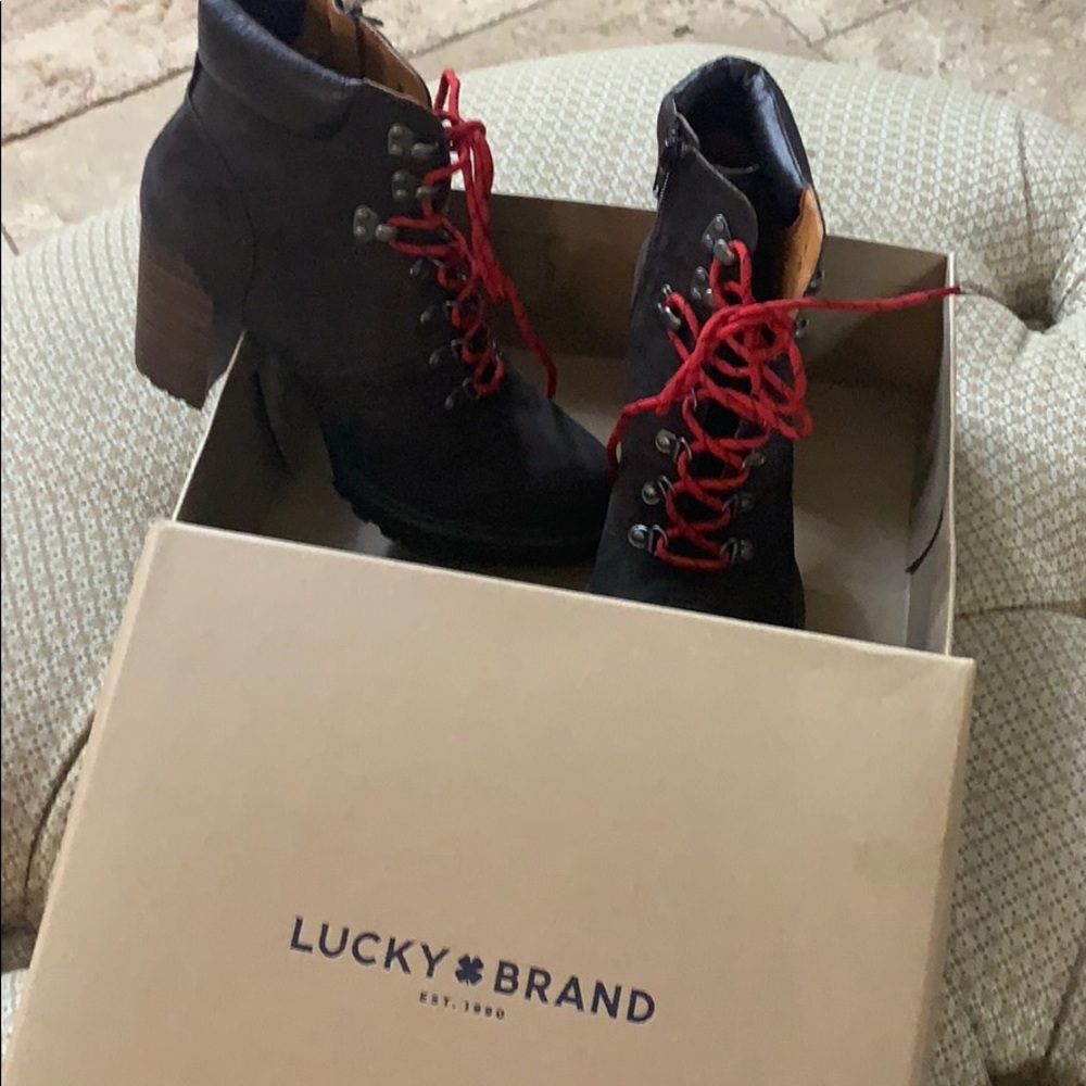 Luck brand boots. Size 10. Brown with red laces.